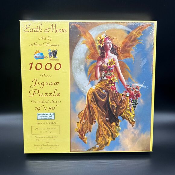 SunsOut Nene Thomas Puzzle Earth Moon 2017 1000 Pieces New in Box Fantasy Jigsaw - Picture 1 of 8